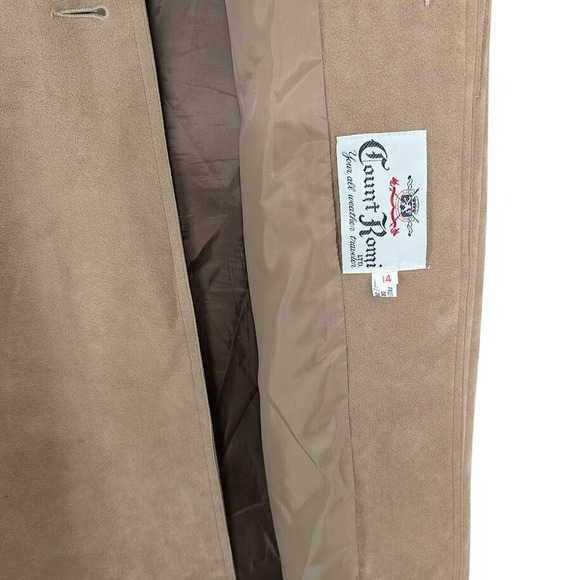 Vintage Count Romi Ultrasuede Camel Duster Coat Women's 14 Faux Suede Long - Picture 6 of 8